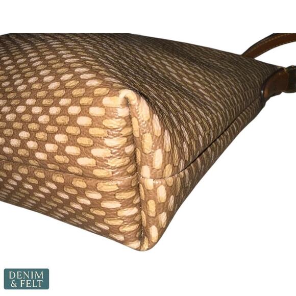 Coach Weaved Brown Embossed Leather Crossbody Shoulder Bag Adjustable Strap - Picture 6 of 15